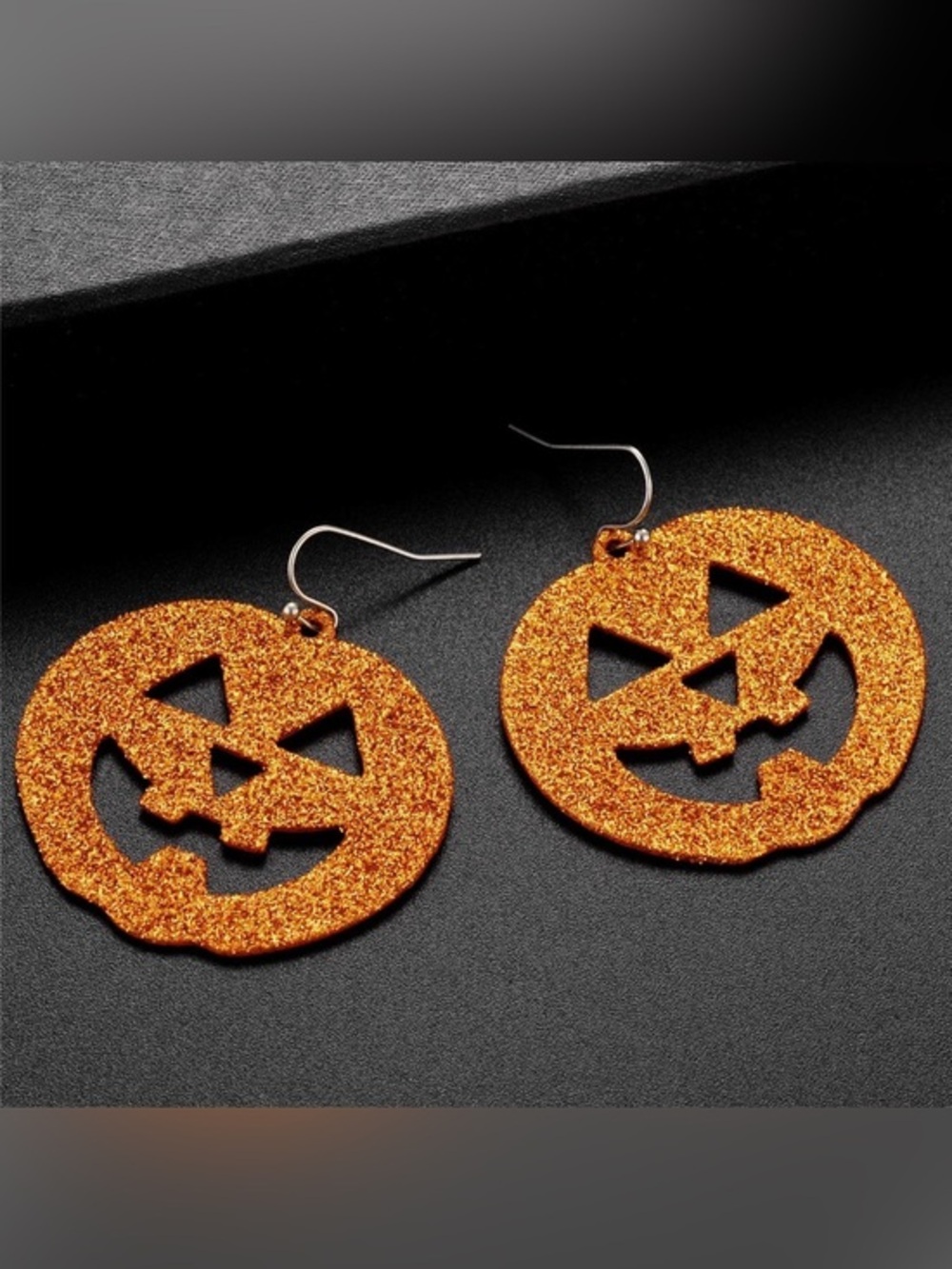 Lux Accessories Glitter Jack O’Lantern Pumpkin Dangle Earrings Halloween Orange